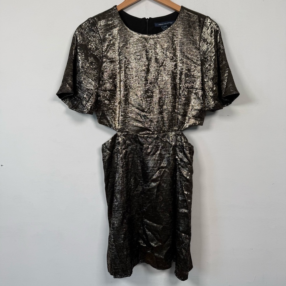 Alara Molten Metallic Cut-Out Mini Dress , Size 6, Great Condition